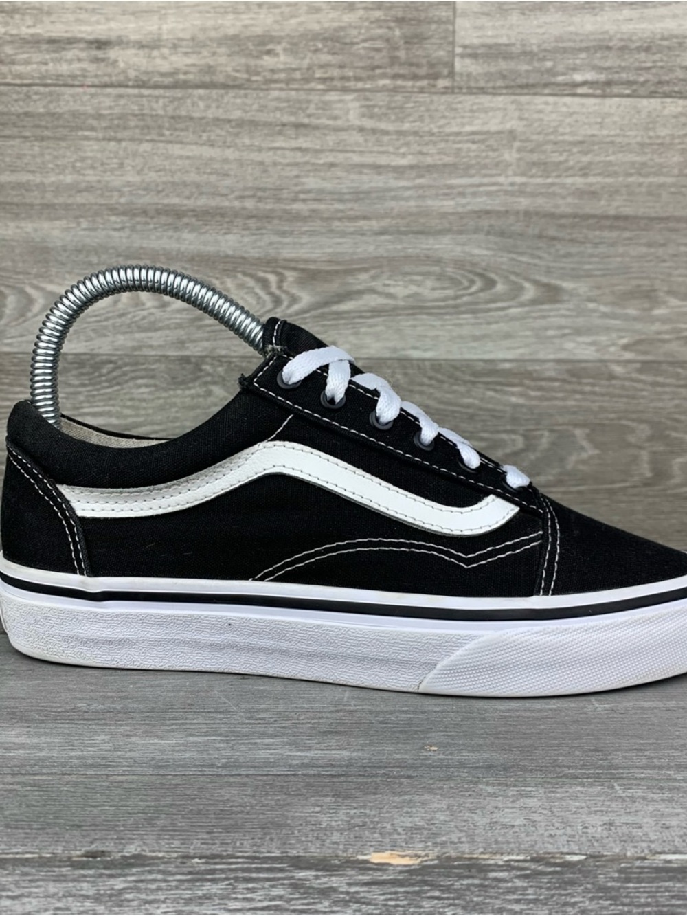 Womens Vans Canvas Black and White Low-Top Old Skool Skate Shoes size 5.5 - Picture 2 of 8